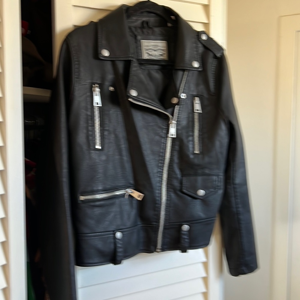 Women’s Levi Strauss Black Faux Leather Motorcycle Jacket L